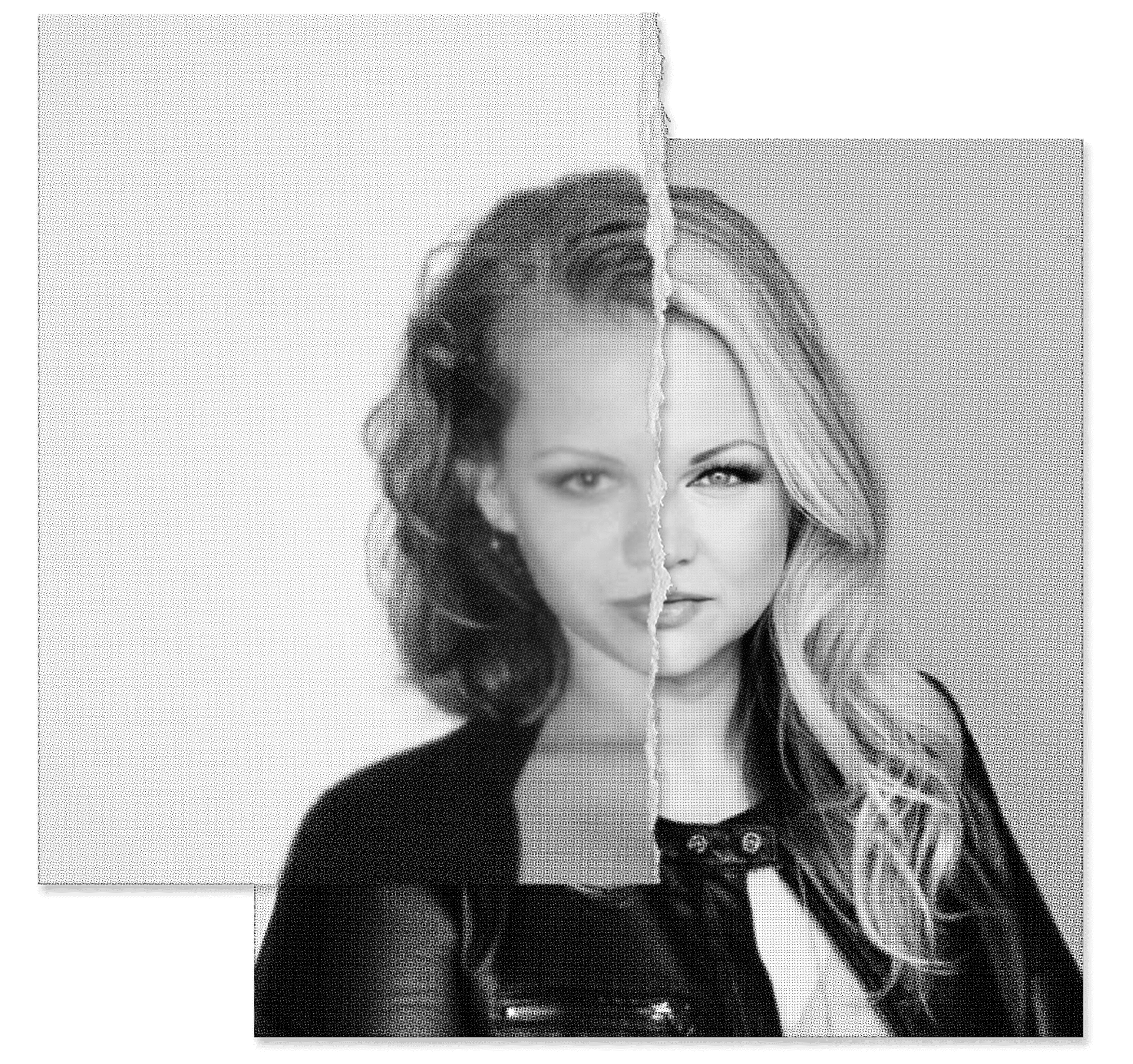 Harmony Dust - Before and After - BW With Halftone